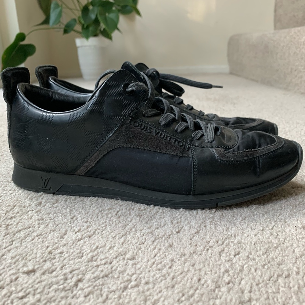 Louis Vuitton Black Damier Spin Sneaker Men Sz 8 - Picture 2 of 7